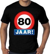 Grote maten stopbord / verkeersbord 80 jaar verjaardag t-shirt - zwart - heren - 80e verjaardag - Happy Birthday tachtig jaar shirts / kleding XXXL