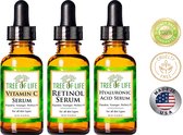 Tree of Life Anti-aging compleet regime 3-pack, vitamine C-serum, retinol-serum en hyaluronzuurserum 3 counts x 30ml
