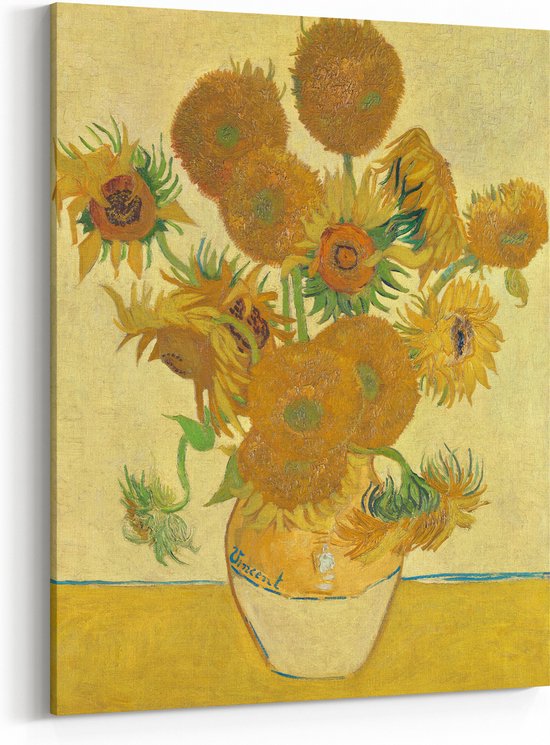 Schilderij op Canvas - 75 x 100 cm - Zonnebloemen - Kunst - Vincent van Gogh - Wanddecoratie - Muurdecoratie - Slaapkamer - Woonkamer