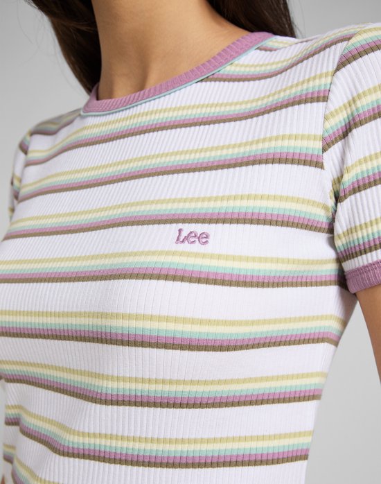 Lee Dames Stripe Tee shirt - Maat M - Gemengde Kleuren