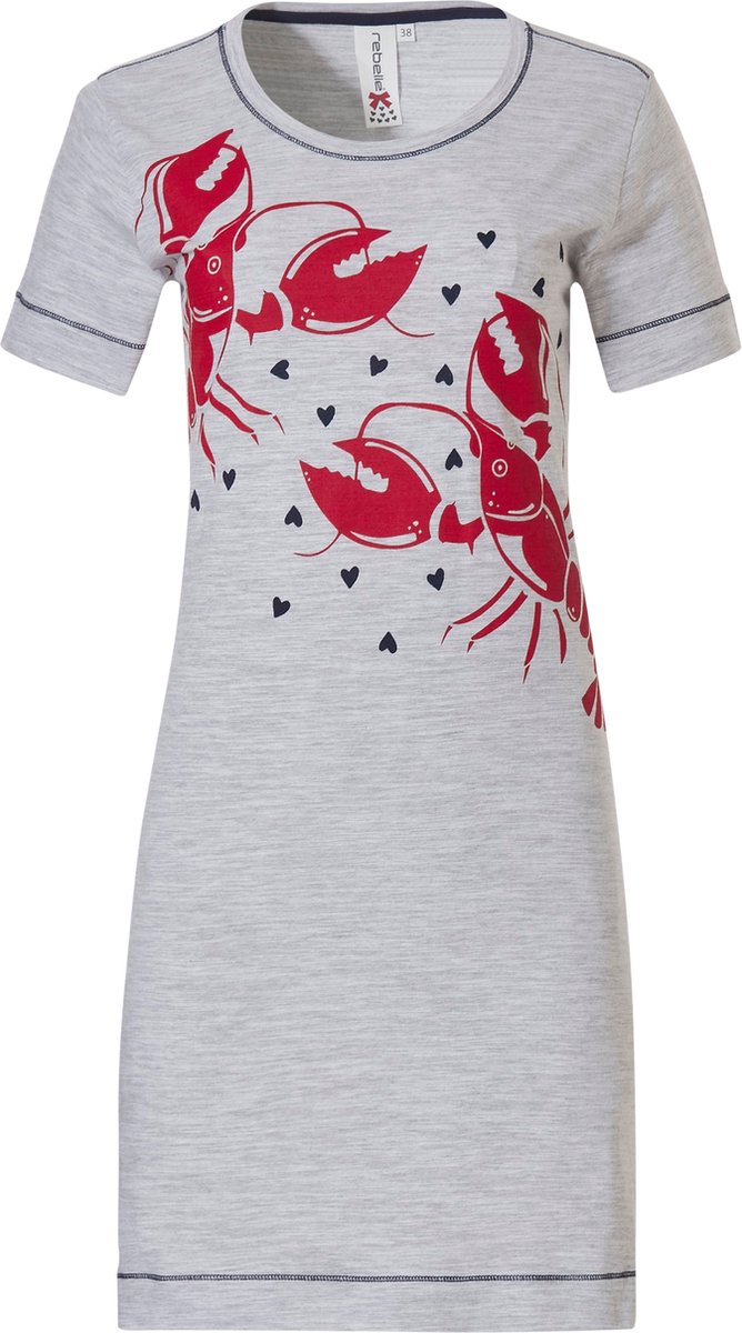 Rebelle Lobster Lover - Nachthemd - Grijs/Rood