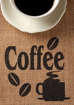 Dibond - Keuken / Eten / Voeding - Koffie - Coffée in bruin / wit / zwart  - 100 x 150 cm.