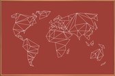 JUNIQE - Poster met kunststof lijst Geometrical World Map - Earthy Red