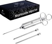 Perow Luxe Marinade Injectie Spuit - BBQ Injector - RVS Marinade Spuit - Metalen Injectiespuit - 60 ML - Inclusief 3 Naalden