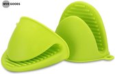 WVE® Ovenwanten - 2 stuks - Siliconen Ovenhandschoenen - BBQ Accessoires - Koken & Bakken - Warmtebestendig - Hittebestendig - Ophangbaar - Handschoenen - Groen