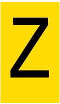Mini letter Z, geel zwart 38 x 89 mm - 6/vel