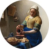Het Melkmeisje - Vermeer - Print op cirkel - Wandcirkel - Muurcirkel - Diameter Ø 100 cm