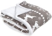 JEMIDI XXL warme fleece deken - Knuffeldeken voor op de bank - 180 x 220 cm - Wasbaar - Grijs