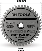RNtools Cirkelzaagblad - Multi Material - ⌀ 190mm - 40 tanden - Zaagbreedte 2,4 mm - Dikte blad 1,8 mm - geschikt voor cirkelzaag - afkortzaag - invalzaag
