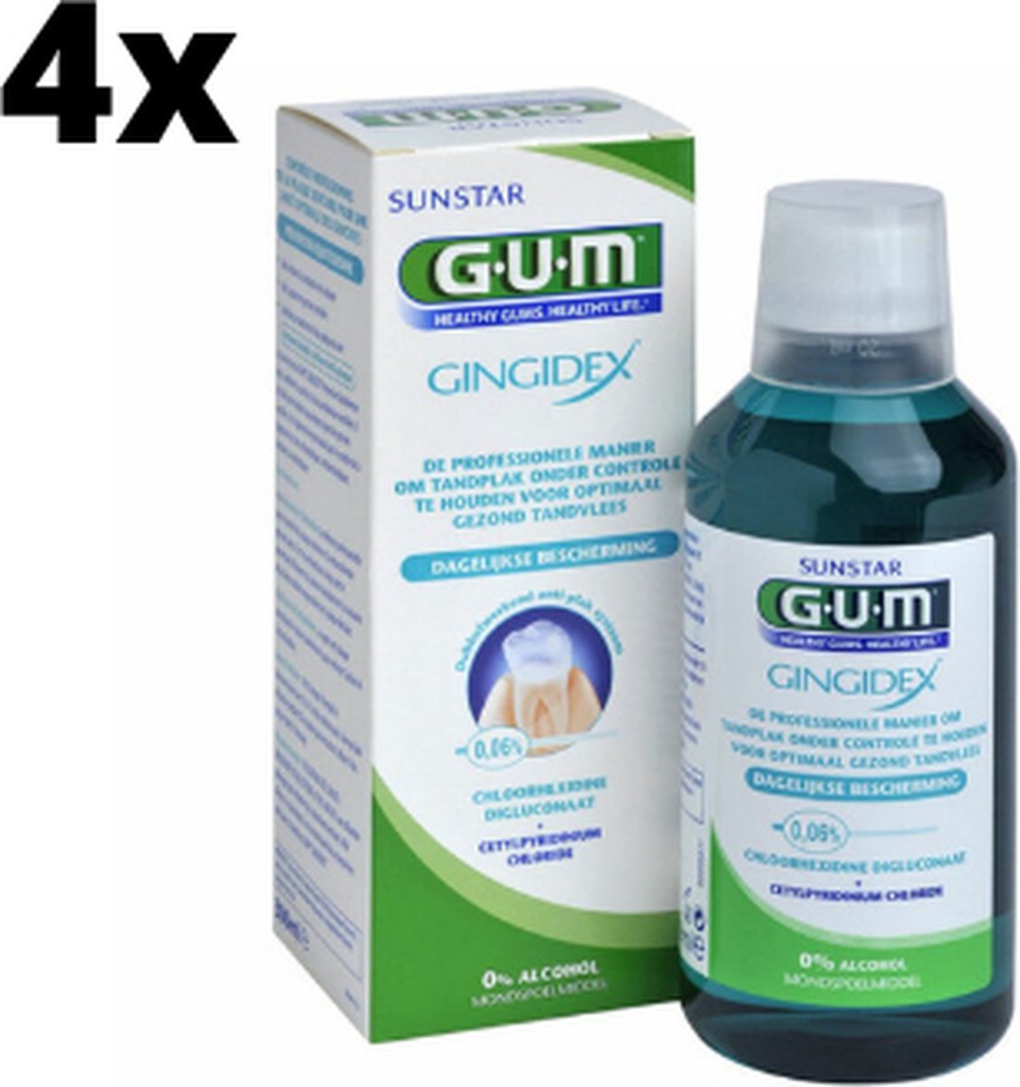 Goedkoopste 4x GUM Gingidex 0.06 Chloorhexidine Mondspoeling - Voordeelverpakking