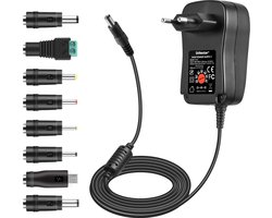 34 W Universele Voeding - Adapter Instelbare Stroomvoorziening - Universele Adapter Oplader - 8 Adapterstekkers Plus USB 2000 mA