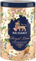 RICHARD THEE, "ROYAL LOVE", THEE CADEAU, GOUD  KLEUREN, Losse Bladzwart Thee Gearomatiseerde Met CITRUSSCHIL, BLOEMBLAADJES, & VANILLE BERGAMONT, 80 g