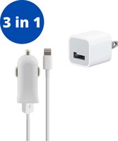 3 in 1 lader iphone - Oplader voor iphone 5/6 - Inclusief USB naar Apple Lightning Kabel - Wit