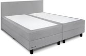 Beddenleeuw Boxspring Bed Isabella - 160x220 - Incl. Pocketvering matras + Hoofdbord - Zilvergrijs