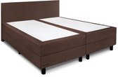 Beddenleeuw Boxspring Bed Isabella - 160x220 - Incl. Pocketvering matras + Hoofdbord - Bruin