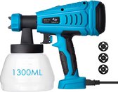 Verfspuitsysteem - Elektrisch Verfspuitpistool - Verfspuit 550 W - Voor Verf en Muurverf - Binnen- en Buitengebruik - Container van 1300 ml - 3 Spuitmondjes