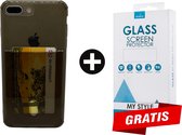 Crystal Backcase Transparant Shockproof Met Pasjeshouder Hoesje iPhone 6 Plus/6s Plus Zwart - Gratis Screen Protector - Telefoonhoesje - Smartphonehoesje