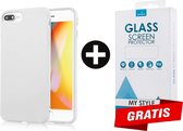 Siliconen Backcover Hoesje iPhone 6 Plus/6s Plus Wit - Gratis Screen Protector - Telefoonhoesje - Smartphonehoesje