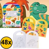 Decopatent® Uitdeelcadeaus 48 STUKS Dinosaurus Kleurboekjes met Stickers - Traktatie Uitdeelcadeautjes voor kinderen - Klein Speelgoed