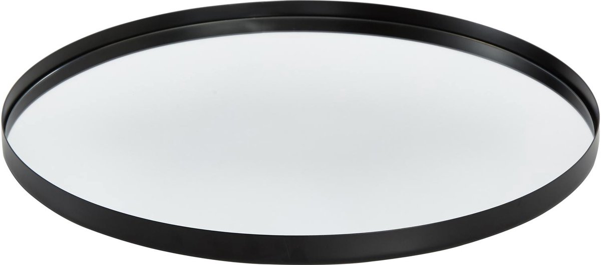 WOLTU Ronde spiegel met zwarte lijst, ronde wandspiegel, 50 cm, moderne hangspiegel voor badkamer, slaapkamer, woonkamer, hal, decoratieve make- upspiegel van glas, metaal en MDF