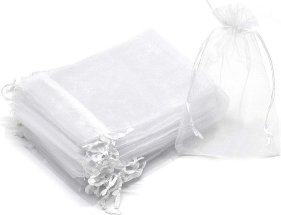 Fako Bijoux® - Sacs Organza - 10x15cm - Blanc - 50 Pièces