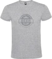 Grijs  T shirt met  " Member of the Beer club "print Zilver size XL