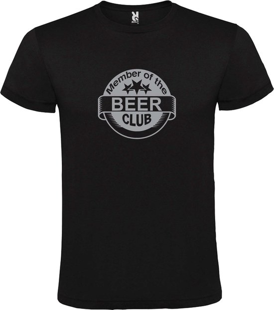 Zwart  T shirt met  " Member of the Beer club "print Zilver size M
