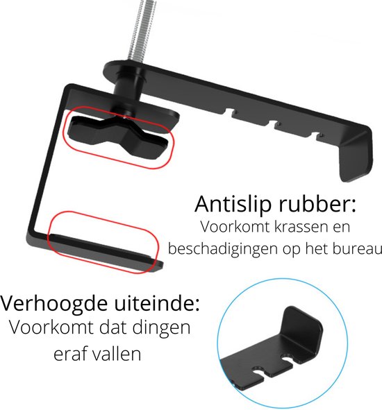 KIWIFOTOS Onder Bureau Hoofdtelefoon Standhouder, PC Gaming Headset Haak Hanger Mount Met 360 Verstelbare Draaibare Arm Klem & Ingebouwde Kabel Clip - Wit