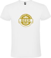 Wit  T shirt met  " Member of the Beer club "print Goud size XXL