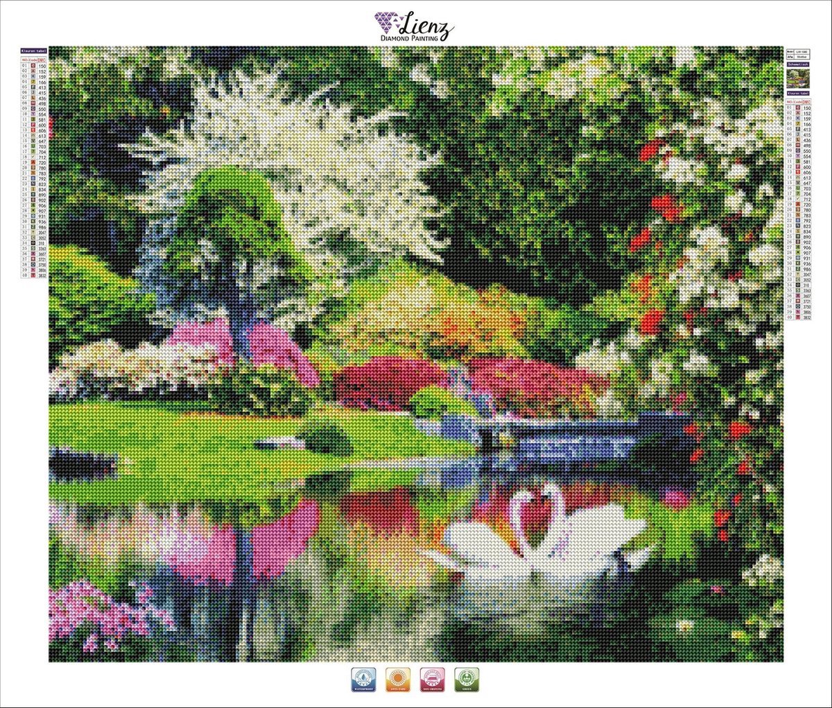 Lienz® Diamond Painting volwassenen 50x60cm Rond Zwanen Natuur