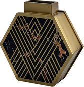 Luxe Gouden Vaas - Zwart Detail - H17.5cm - Manza Living