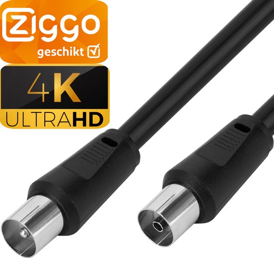 Câble coaxial Ziggo - Câble coaxial 4k Ultra HD - 1 mètre - Câble d'antenne  4G Proof -... | bol