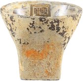 PTMD Githa Ronde Bloempot - H11 x Ø14 cm - Cement - Geel