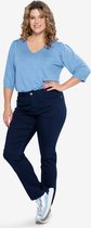 EVIVA - Broek straight fit met hoge taille - donkerblauw