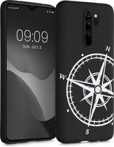 kwmobile telefoonhoesje compatibel met Xiaomi Redmi Note 8 Pro - Hoesje voor smartphone in wit / zwart - Vintage Kompas design