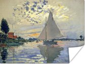 Poster Zeilboot bij Le Petit-Gennevilliers - Schilderij van Claude Monet - 160x120 cm XXL