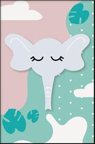 Poster Kinderkamer zonder lijst - Poster Babykamer - Jongen en Meisje - Wanddecoratie - Kinderposters - Cadeau - Safari Elephant - 30 x 45 cm