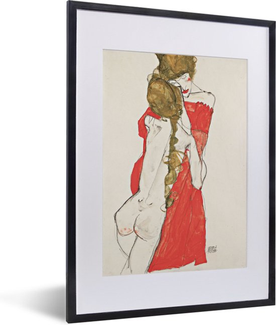 Fotolijst incl. Poster - Mother and daughter - schilderij van Egon Schiele - 30x40 cm - Posterlijst