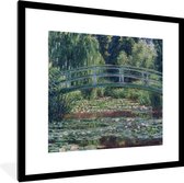 Fotolijst incl. Poster - De Japanse brug en de waterlelies - Schilderij van Claude Monet - 40x40 cm - Posterlijst