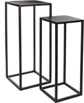 Mica Decorations Goa Bijzettafel - Set van 2 - L30 x B30 x H70 cm - Metaal - Zwart