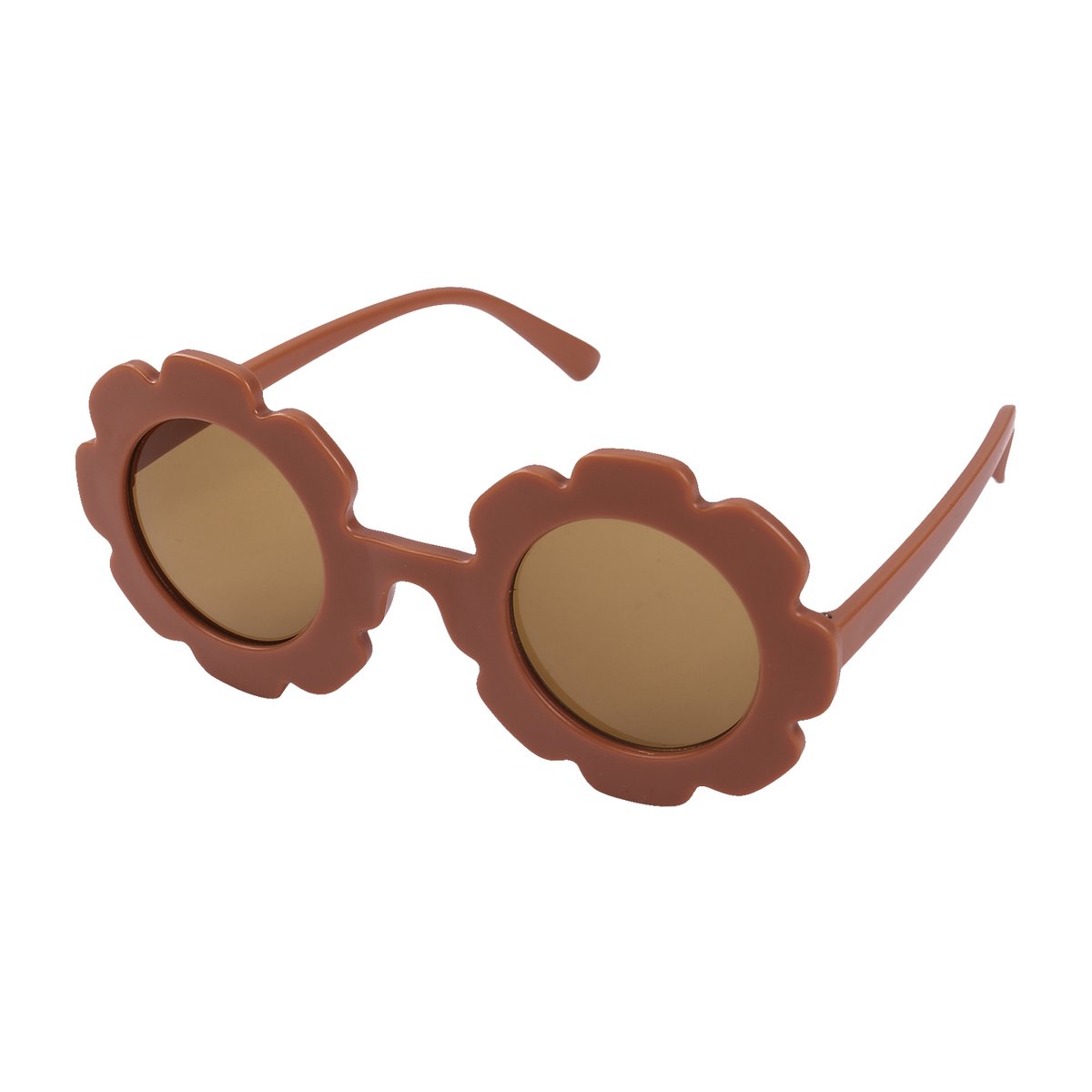 Maesy - kinderzonnebril Sunny - bloem zonnebril voor kinderen - peuters - jongens en meisjes - UV400 bescherming - hippe retro bril rond - terracotta brique