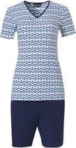 Pastunette shortama blauwe zigzag strepen