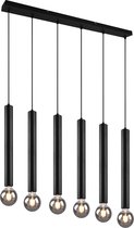 LED Hanglamp - Hangverlichting - Trion Claro - E27 Fitting - 6-lichts - Rond - Mat Zwart - Aluminium