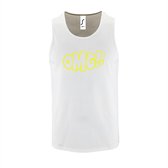 Witte Tanktop sportshirt met "OMG!' (O my God)" Print Neon Geel Size M