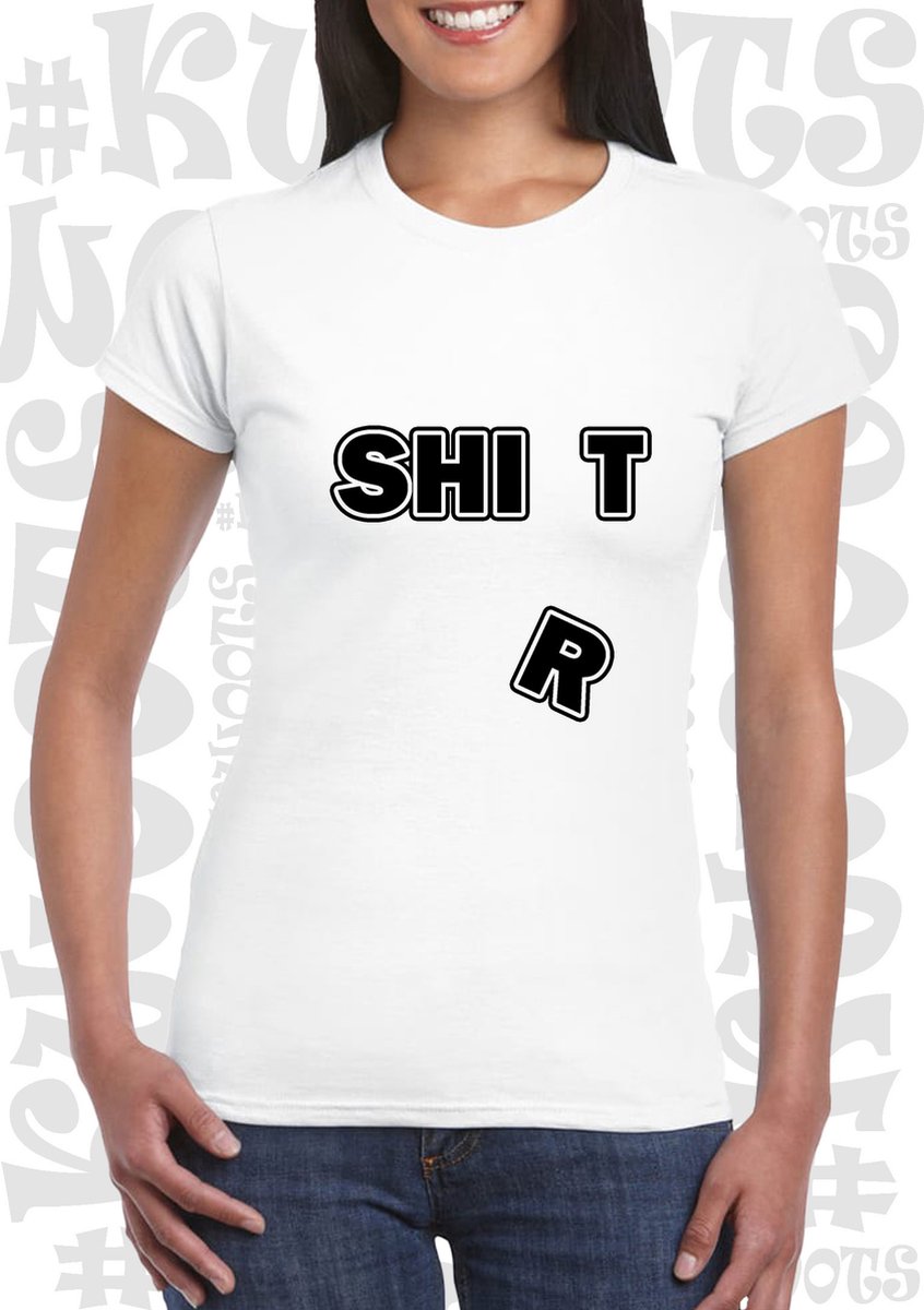 SHIT SHIRT dames shirt Wit Maat XS korte mouwen grappige teksten leuke. bol