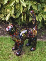 Poes spetter zwart hoofd vooruit 46 cm hoog - kat - kitten - poes - gekleurd - polyester - polystone - beeld - tuinbeeld - hoogkwalitatieve kunststof - decoratiefiguur interieur -