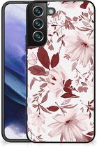 GSM Hoesje Geschikt voor Samsung Galaxy S22 Pro Silicone Back Case met Zwarte rand Watercolor Flowers