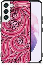 Smartphone Hoesje Geschikt voor Samsung Galaxy S22 Back Case TPU Siliconen Hoesje met Zwarte rand Swirl Pink
