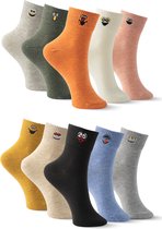 Jolly Socks - Hoge sokken dames - Grappige sokken - Sokken Dames - Funny socks - Vrolijke sokken - Leuke sokken - Smiley sokken - Maat 35-42 - 10 Paar