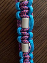 Anti-tekenband Candy - vlooienband - voor hond - met EM kralen grijs - Maat S - Nekomvang 25-30 cm - kleur neon roze en turquoise